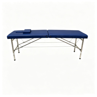 Lit de massage portable haut de gamme à 2 sections, pieds en acier inoxydable, pliable, lit de spa