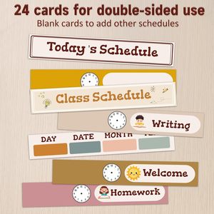 Tabla de Horarios Diarios con Bolsillos, 18+1 Bolsillos, Tarjetas Reutilizables, Gestión Visual del Tiempo en el Aula, Regreso a Clases, Panel de Tela - Product Image 4