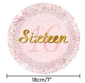Hot Selling 7 Inch Modern Style Disposable Rose Gold Foil <b>Plate</b> Marvellous Quality 16 Birthday Supplies Sweet Theme Paper Food - Product Image 3