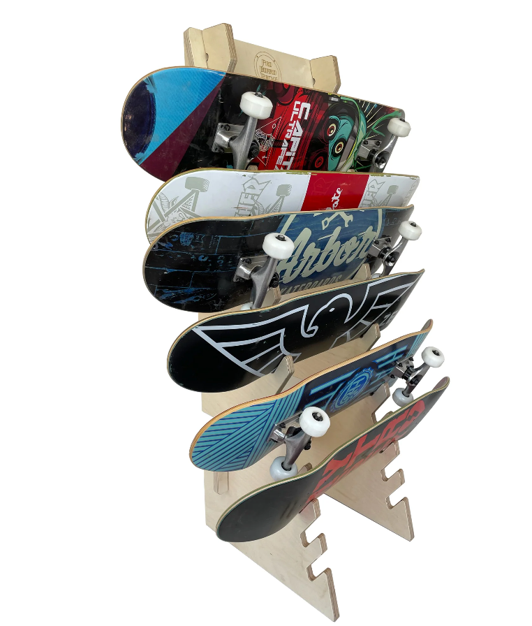 Apache Customized Modern Wooden Powder Coated Storage Display Rack with Easy Assembly for Skateboard/Snowboard Floor Stand Store — view 4