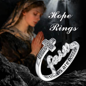 Anelli Merryshine con Croce Celtica, in Argento Sterling 925, Aperti e Regolabili, Anello della Promessa dell'Amore e dell'Eternità - Product Image 6