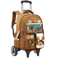 Nouveau sac à dos à roulettes pour l'école primaire, élèves de la 2e à la 6e année, grande capacité, sac à dos pour garçons, microfibre, personnages de dessins animés