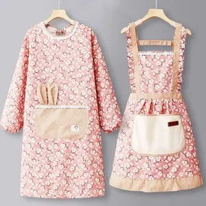 Cute Tbreathable Floral Sublimated Apron Ruffle Aprons Kitchen Hand Wipeable Hands Aprons For Women