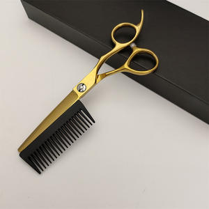 Tijeras Profesionales para Cabello JJ con Peine, Hoja Afilada de Acero Inoxidable, Mango Largo de 62 mm, para Peluquería - Product Image 1