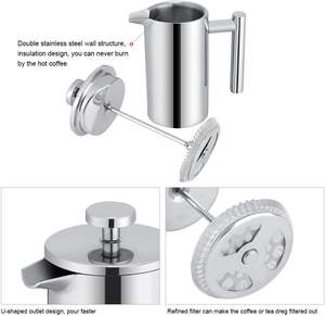 Cafetière à piston en acier inoxydable, 1000 ml/34 oz, avec couche intérieure en acier inoxydable, couche sous vide et couche extérieure en acier inoxydable, vente en gros - Product Image 3