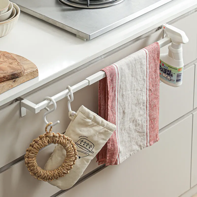 SHIMOYAMA movible y portátil expandible de acero inoxidable cocina sobre gabinete baño pared baño toallero barra estante varilla