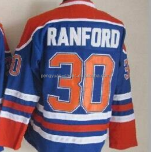Pronto para enviar Edmonton Bill Ranford Royal Blue Vintage melhor qualidade costurado hóquei Jersey - Product Image 1