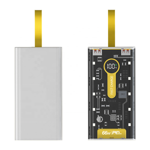Yaika PD20W 66W Super veloce ricarica 20000mAh Wireless trasparente Ultra <span class=keywords><strong>sottile</strong></span> Display digitale a LED Power Bank per cellulare - Product Image 3