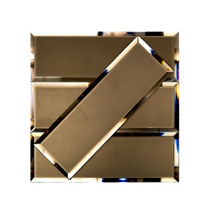 Mur antique décor à la maison carreaux <span class=keywords><strong>de</strong></span> mosaïque en verre <span class=keywords><strong>de</strong></span> luxe verre biseauté décoratif mur biseauté Bronze motif biseauté mural - Product Image 2