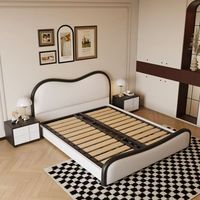 Lit de style nordique moderne en cuir véritable, forme ondulée, lit de mariage italien, lit king size pour chambre principale, meubles