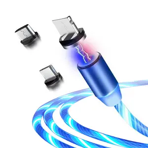 Flowing Light 3 in 1 usb Magnetic Charging Mobile Phone Cable for iphone charger Wire iphone charging cables