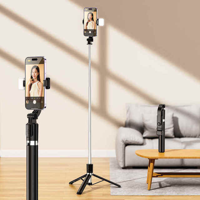 Wholesale Price R1S-L Selfie Stick Top Selling 1.7m Length Extendable Tripod Stand with Fill Light 360 Rotation with Remote