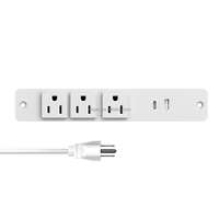 Eingebaute Desktop-Steckdosenleiste mit 3 AC-Steckdosen USB-A USB-C Anschlüsse Flächenbündige Schreibtisch-Steckdose für Büromöbel