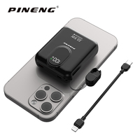 PINENG PN-725PD 10000mAh Batterie externe magnétique sans fil 22.5W Charge rapide Câble intégré