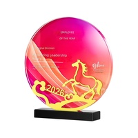 Trophée en cristal gravé au laser 3D personnalisé avec base en métal, trophée en verre personnalisé, récompense pour les employés d'entreprise