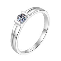 Bague de couple classique en argent sterling 925 avec moissanite, ajustable et assortie