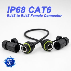 Connecteur RJ45 CAT6 étanche IP68 pour extérieur, câble M20 PA66 Nylon 8 broches, adaptateur de couplage d'extension de réseau Ethernet industriel - Product Image 1