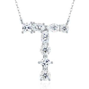 Collana in Moissanite VVS con Taglio Multiplo Lettera <span class=keywords><strong>R</strong></span>, Testata con Diamante, in Argento 925 Platinato, Gioiello Elegante di Alta Qualità - Product Image 3
