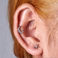 Piercing Labret en Titane ASTM-F136 avec Nœud Papillon et Zircon Cubique à Dos Plat, Filetage Interne, pour Cartilage d'Oreille, Hélix, Tragus