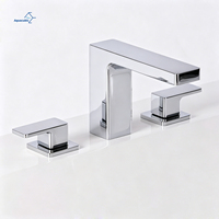 Robinetterie de salle de bain de luxe en laiton, mitigeur large pour lavabo, bec de robinet de baignoire chromé