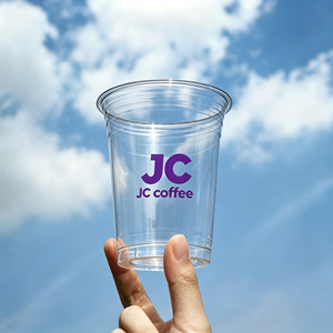 Gobelets en plastique pour jus et thé en gros, 16oz, 14oz, 12oz, avec logo personnalisé, gobelets à café jetables en PET et PP avec couvercle - Product Image 3