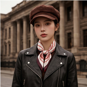 Écharpe tendance en satin de soie à imprimé chaîne pour femme, foulard carré élégant en mousseline pour le bureau, accessoire de mode pour cheveux et tête - Product Image 2