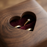Petite boîte à alliances en bois gravée avec découpe en forme de cœur - Boîte à alliances personnalisable faite à la main pour fiançailles et demande en mariage