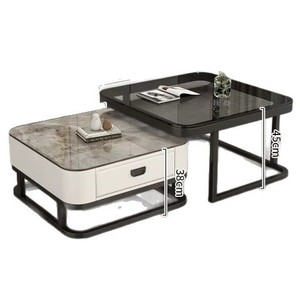 Table basse de salon de luxe en <span class=keywords><strong>verre</strong></span> et dalle de granit, petite taille, pour usage domestique, et combinaison meuble TV de forme carrée. - Product Image 5