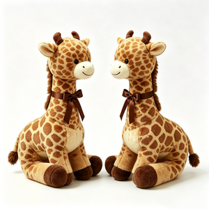 Girafe en peluche souriante, décoration classique, girafe en peluche marron à motifs, cadeau - Product Image 1