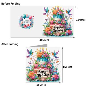 5D Pha Lê Kim Cương bức tranh thiệp chúc mừng Bộ dụng cụ 6PCS SET DIY kim cương bức tranh sinh nhật thẻ cho người lớn trẻ em - Product Image 3