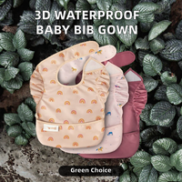 Bavoir de bébé en forme de dessin animé, bouton tridimensionnel, serviette de salive, imperméable, sans lavage, écologique, 100% polyester, 2 couches, alimentaire