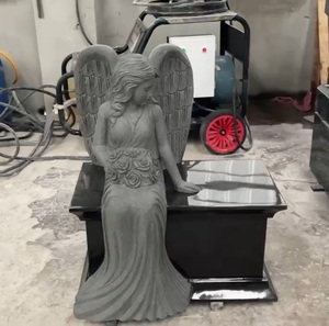 European Style Granite Sitting <strong>Angel</strong> Statue Cemetery Memorial Bench Monument <strong>Headstone</strong> - Product Image 2