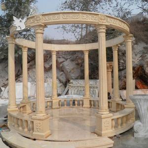 Columna de piedra natural al aire libre Gazebo redondo Puesta de sol Mármol rojo Gazebo impermeable - Product Image 4
