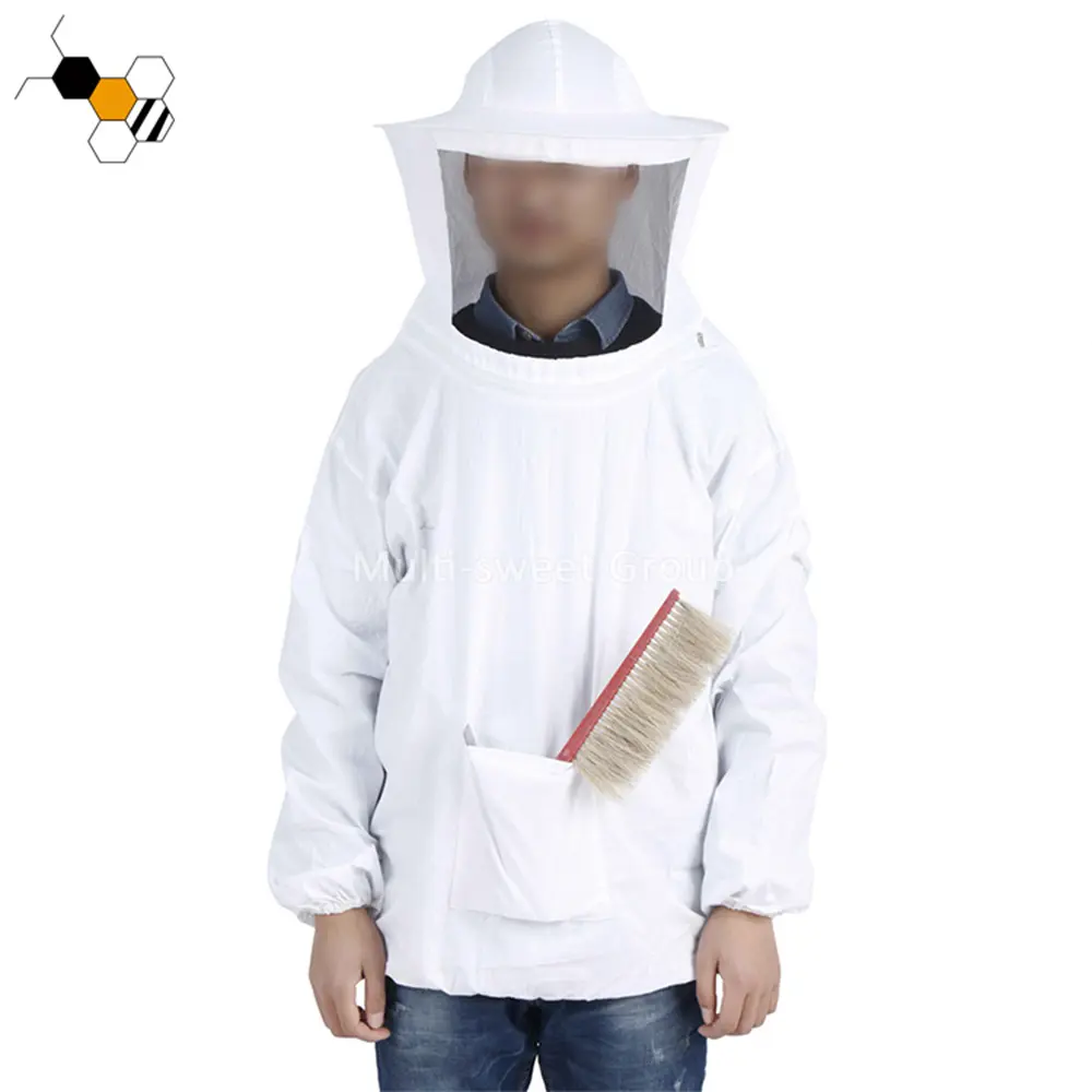 Pakaian penjaga lebah pelindung lebah jaket penjaga lebah katun Premium dengan kerudung kerudung