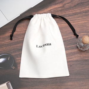Pochette cadeau en mousseline écologique recyclable avec logo personnalisé pour mariage, sac anti-poussière en sergé de coton biologique avec cordon de serrage, vente en gros - Product Image 4