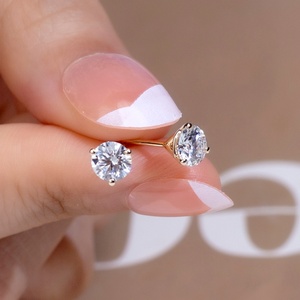 Bijoux Messi MSE-589 14K 0.5CT D VS1 Diamant rond Boucles d'oreilles Cadeau de fiançailles pour les filles - Product Image 3