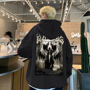 American Street Style Character Print Sudadera con capucha Hombres Otoño e invierno Gang Handsome Hundred Loose Hoodie - Product Image 3