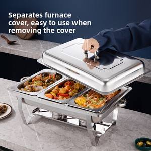 Réchaud à alcool en gros de haute qualité en acier inoxydable 9L chauffe-plats ensemble de buffet pour le chauffage des aliments poêle à manger - Product Image 5