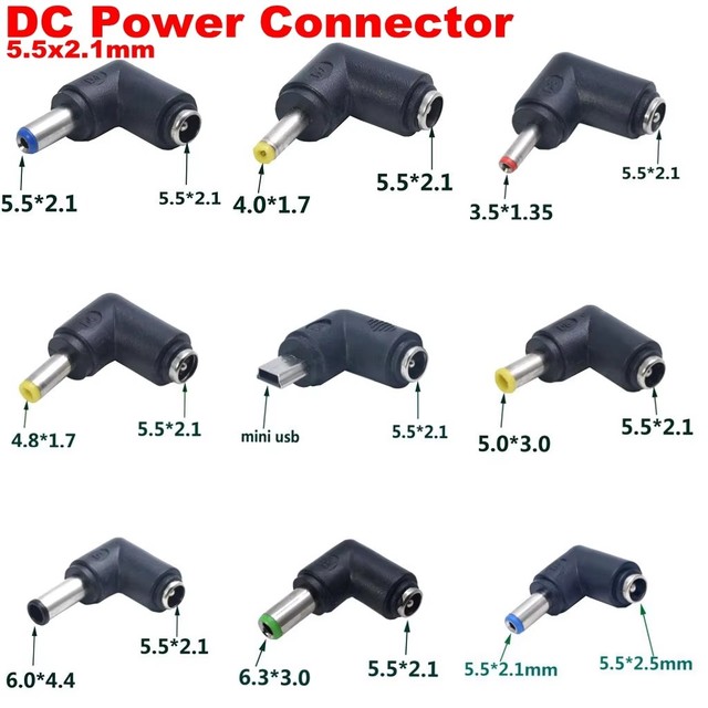Common DC Power Male to Female 6.0*4.4 / 4.0x1.7 / 3.5*1.3 / 5.5*2.5 to 5.5*2.1 Plug Converter Notebook Laptop Adapter Connector