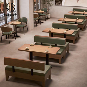 Canapé moderne de luxe <span class=keywords><strong>en</strong></span> cuir et <span class=keywords><strong>en</strong></span> bois, ensemble de banquette, table et chaise pour McDonald's, pizza, café, thé, boutique, restaurant - Product Image 3