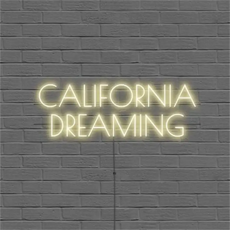 China Factory Price Wall Mounted 12V Wholesale Decorative Custom California Dreaming LED Letter Neon Sign