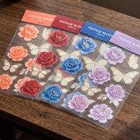 Hoja de Pegatinas Transparentes Personalizadas, Impermeables, con Diseño Botánico de Flora en Acuarela, para Diario, Naturaleza, Calcomanías Transparentes para Scrapbooking