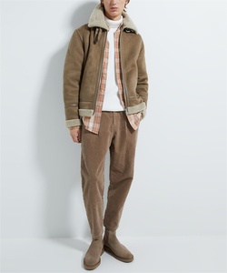 Custom Winter Berber <strong>Lined</strong> Softshell Suede Sherpa <strong>Jacket</strong> for <strong>Men</strong> - Product Image 6