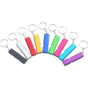알루미늄 합금 듀얼 주파수 서바이벌 휘슬 더블 튜브 아웃도어 비상용 호루라기 키체인 경기 심판 휘슬 열쇠고리 - Product Image 1