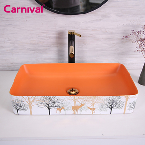 Nessun foro in ceramica di buona qualità rettangolo stampa a colori elegante lavabo in ceramica da <span class=keywords><strong>bagno</strong></span> - Product Image 2