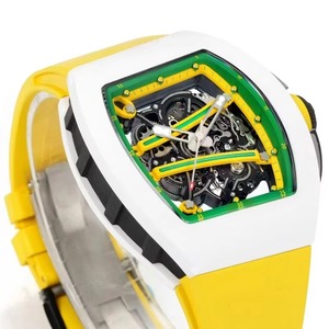 นาฬิกาข้อมือผู้ชายดีไซน์เนอร์ชั้นนำ Reloj Hombre ตัวเรือนสีขาวเขียวเหลือง โครงสร้างแบบอสมมาตร ระบบอัตโนมัติ เรืองแสง รุ่นใหม่ - Product Image 1