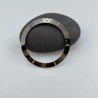 Insert de lunette de montre SKX007 38mm en céramique dorée et noire, étanche, fait main