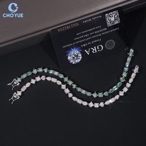 Hot Sale Fancy Cut Moissanite Cuban Link Bracelet Rhodium Plated Solid 925 Silver Hiphop <b>Iced</b> <b>Out</b> Jewelry - Product Image 2