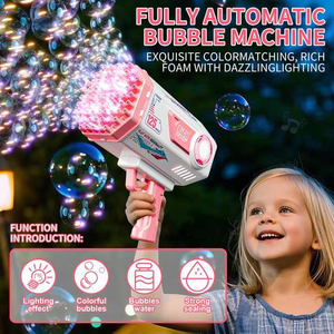 Juguete clásico para niños, pistola de burbujas eléctrica para exteriores con 125 agujeros, luces de fiesta, fabricante automático de burbujas, regalo para niños - Product Image 2