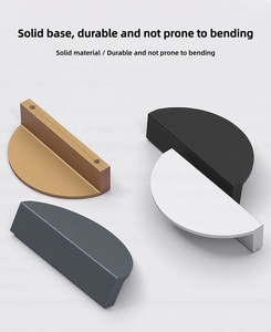 Minimalist Semicircular Aluminum Black Cabinet <strong>Knobs</strong> for <strong>Doors</strong> and Drawers - Product Image 5
